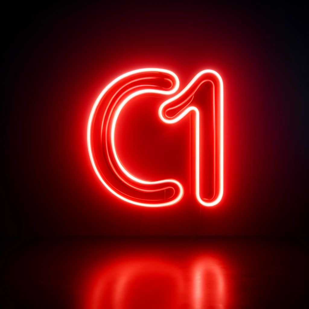 A red neon sign depicting C1